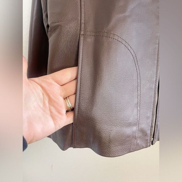 Vintage Wilson Maxima brown Leather bomber flight Jacket and rabbit fur collar L - Picture 7 of 11